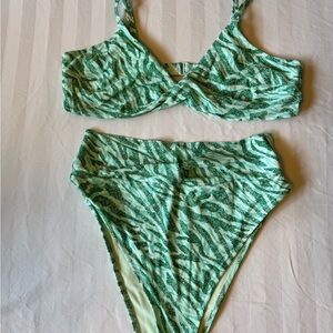 Aerie Green Patterned Bikini Set